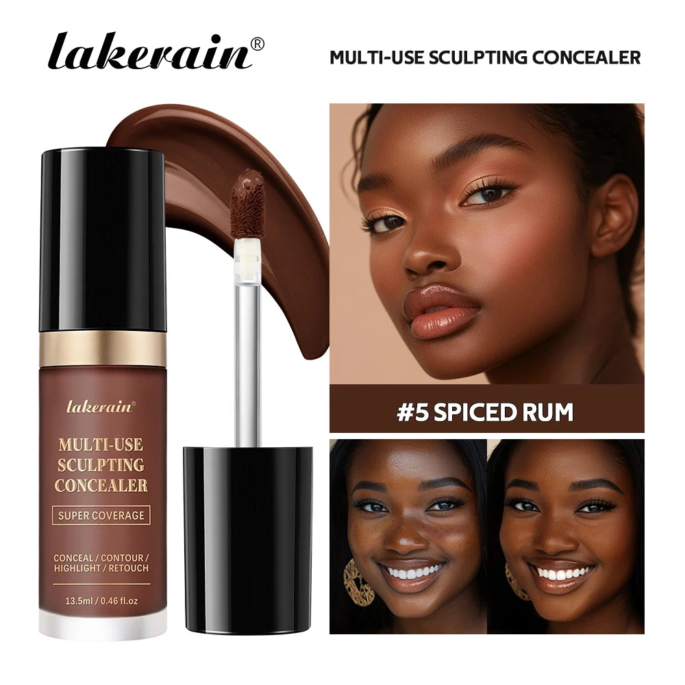 Lakerain – correcteur imperméable, 5 couleurs, fond de teint mat, haute couverture, contrôle de l'huile, pour cicatrices d'acné et cernes, cosmétiques