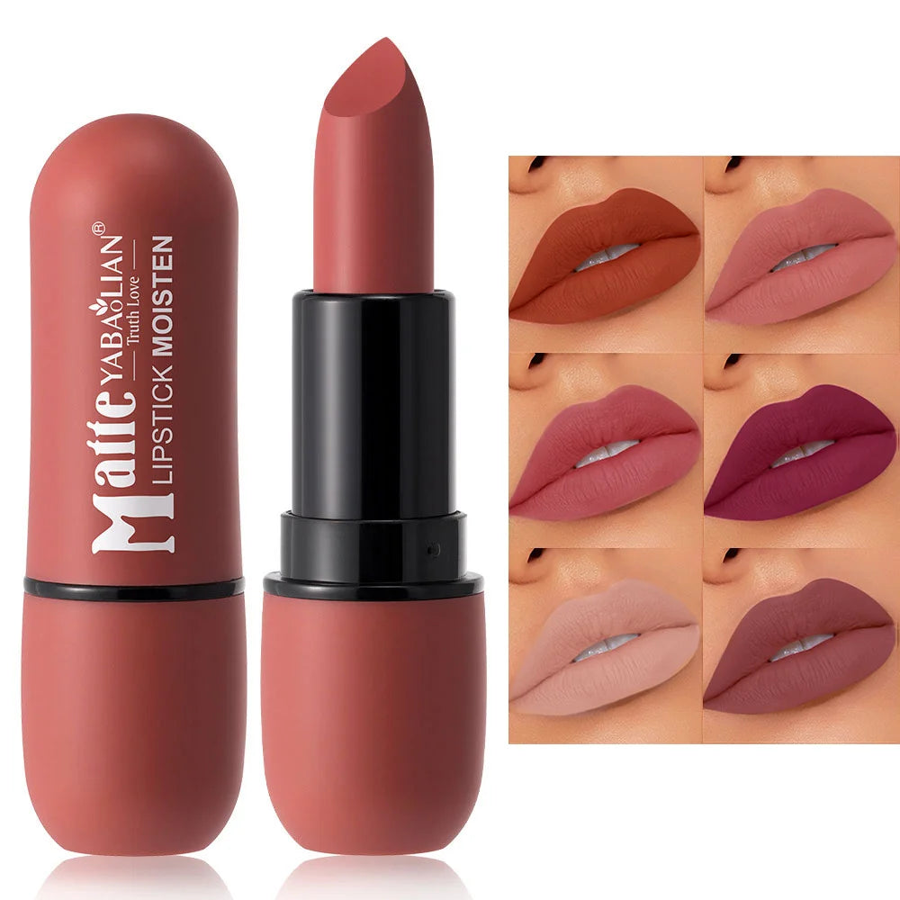 Rouge à lèvres mat 6 couleurs : coloris velours, maquillage pour les lèvres lisse, imperméable et longue durée