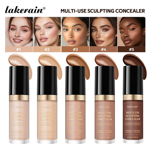 Lakerain – correcteur imperméable, 5 couleurs, fond de teint mat, haute couverture, contrôle de l'huile, pour cicatrices d'acné et cernes, cosmétiques