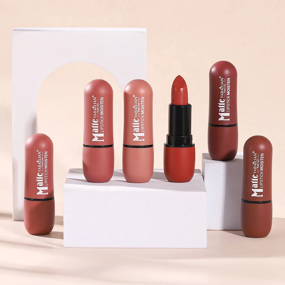 Rouge à lèvres mat 6 couleurs : coloris velours, maquillage pour les lèvres lisse, imperméable et longue durée
